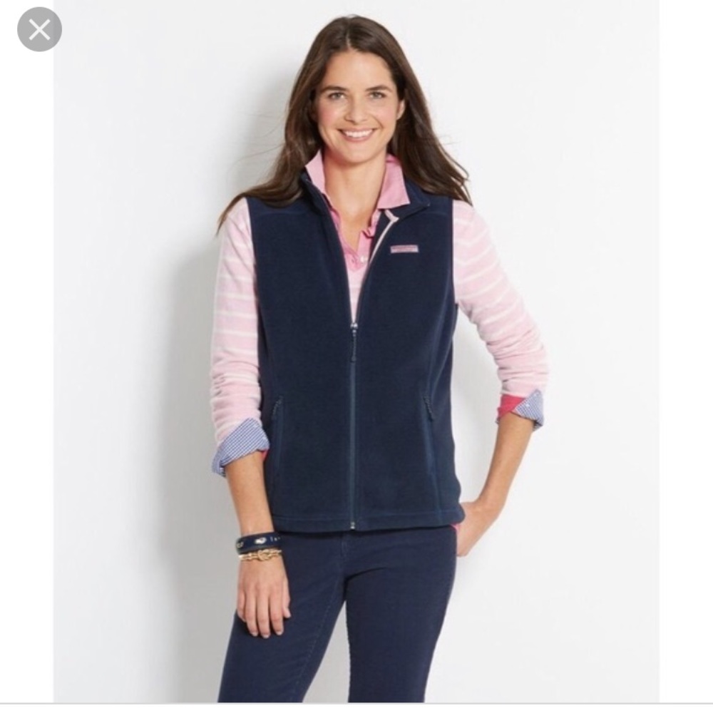 Vineyard Vines Dark Navy Fleece ZIP Vest-Medium